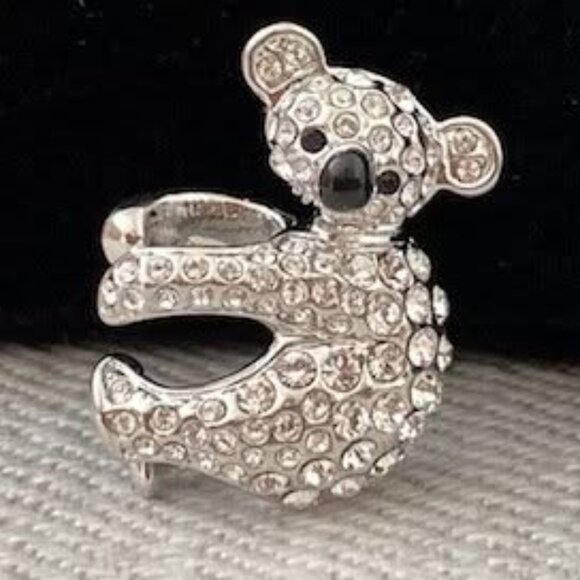 Sparkling Crystal Koala Bear Brooch Pin – Silver Tone Animal Jewelry - Picture 1 of 4